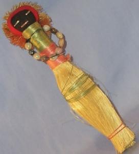 Whisk Broom Black Figurine With Red Scarf