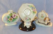 Occupied Japan Cups & Saucer - Bud Vase With Flowers - Bud Vase With Nude - Pottery Porcelain.