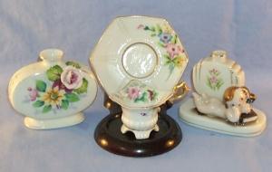 Occupied Japan Cups & Saucer - Bud Vase With Flowers - Bud Vase With Nude - Pottery Porcelain.
