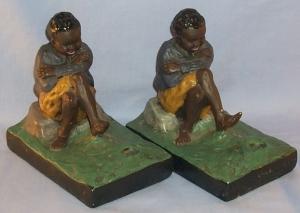 Bookends Chalkware Hand Painted