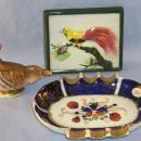 Occupied Japan Ashtray, Bird Shaker, and Bird Of Paradise Tile
