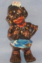 Occupied Japan Porcelain Black Aborigine Girl Figurine