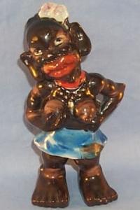 Occupied Japan Porcelain Black Aborigine Girl Figurine