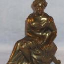 Bronze Coated Pot Metal Sitting Woman Figurine with Lyre - Metalware