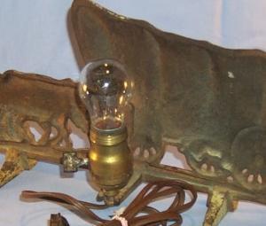 Cast Iron Oxen Pulled Coverd Wagon. Electric Lamp.