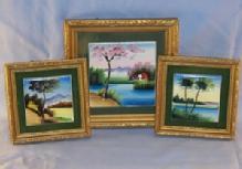 Ceramic Hand Painted Tile Wall Plaques in Frames