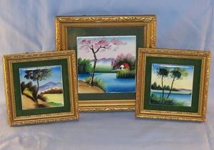 Ceramic Hand Painted Tile Wall Plaques in Frames