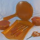 Amber Bakelite Bedroom Dresser Set, Pieces