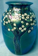 Orient & Flume Blue Hawthorn - Vintage Art Glass Vase -