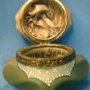 CF Monroe NAKARA Bishops Hat Covered Box Wavecrest Wave Crest - Victorian Antique Art Glass
