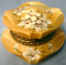 CF Monroe NAKARA Bishops Hat Art Glass - Victorian Art Glass Covered Box CF Monroe Wave Crest EXCEPTIONAL