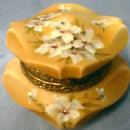 CF Monroe NAKARA Bishops Hat Art Glass - Victorian Art Glass Covered Box CF Monroe Wave Crest EXCEPTIONAL