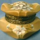 CF Monroe NAKARA Bishops Hat Art Glass - Victorian Art Glass Covered Box CF Monroe Wave Crest EXCEPTIONAL