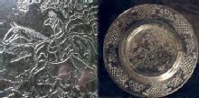 old Equestrian Hunt Scene Plate Horses & Dogs - Pressed Glass