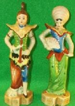 Occupied Japan Porcealin - Oriental Man & Woman Figurines