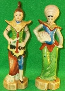 Occupied Japan Porcealin - Oriental Man & Woman Figurines