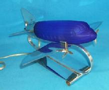 Colbalt Blue Glass Airplane Desk Lamp