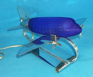 Colbalt Blue Glass Airplane Desk Lamp