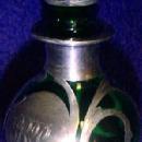 Sterling Overlay Green Glass Perfume - Glass