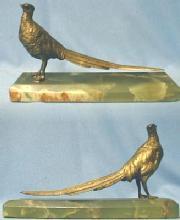 Pheasant Sculpture Bronze on Marble Antique - Misc Antique Desk Accessory