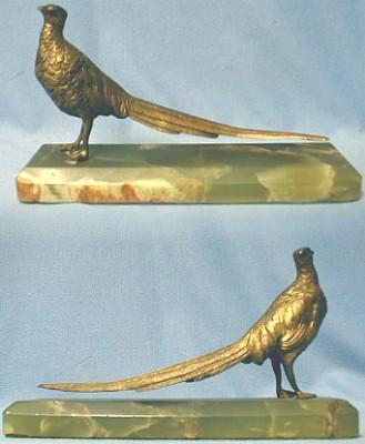 Pheasant Sculpture Bronze on Marble Antique - Misc Antique Desk Accessory