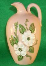 White Flowered Hull Pottery ROSELLA Ewer