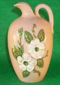 White Flowered Hull Pottery ROSELLA Ewer