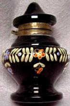 Black Amethyst Enameled Inkwell Ink Well - Glass