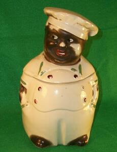 Black Memorabilia CHEF Cookie Jar - Pottery Porcelain