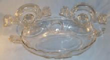 Crystal Depression Glass Console Set Candlesticks & Bowl