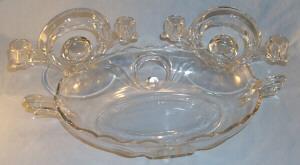 Crystal Depression Glass Console Set Candlesticks & Bowl