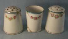 Nippon Hand Painted Porcelain Condiment Set to include - Salt & Pepper & Toothpick Holder