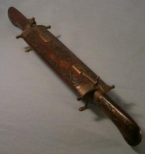 Brass Cutlery Holder - Miscarving Set In Wood &
