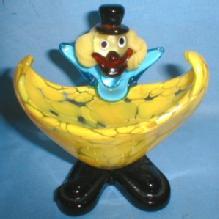 Figural CLOWN Bowl or Dish - Vintage Mottled Art Glass