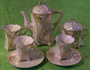 Seven Piece Porcelain Lustre Ware Tea Set
