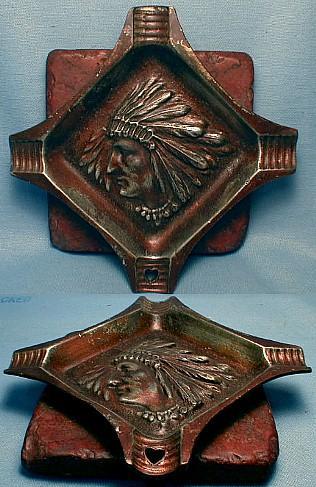 Tobacco Ashtray American Indian Pipestone & Bronzed Ashtray -