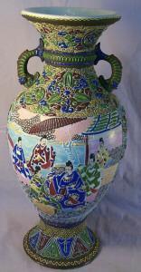 Unique Pottery Hand Painted Oriental Vase