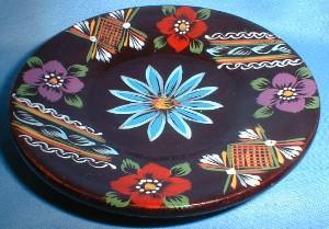 Folk Art TREEN Ware ~ Hand Painted Woodenware Dish - Folk Art Collectible