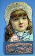 Hood's Sarsaparilla Calendar - 1889 Chromo Lithograph Paper Advertising