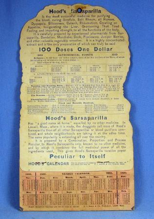 Hood's Sarsaparilla Calendar - 1889 Chromo Lithograph Paper Advertising