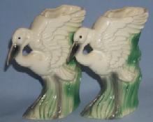 Matched Pair of California Pottery Bird Figure Figurine/Vases