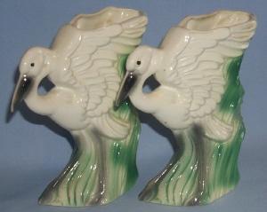 Matched Pair of California Pottery Bird Figure Figurine/Vases