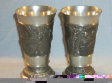 Pewter Goblets With Elk and Bavarian Couple Design - Metalware