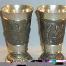 Pewter Goblets With Elk and Bavarian Couple Design - Metalware