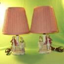 A pair of Porcelain Lusterware, German Made Bedroom Lamps.