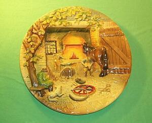 Bossons Hand Painted Chalkware Wall Plaque - Porcelain