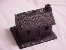 Old Cast Iron Log Cabin Bank - Toys