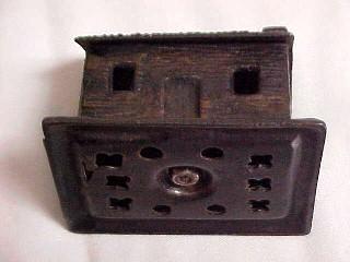 Old Cast Iron Log Cabin Bank - Toys