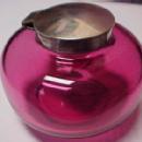 CRANBERRY Glass Silver Inkwell INK WELL - Glass