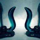 Teal Color Glass Candleholders